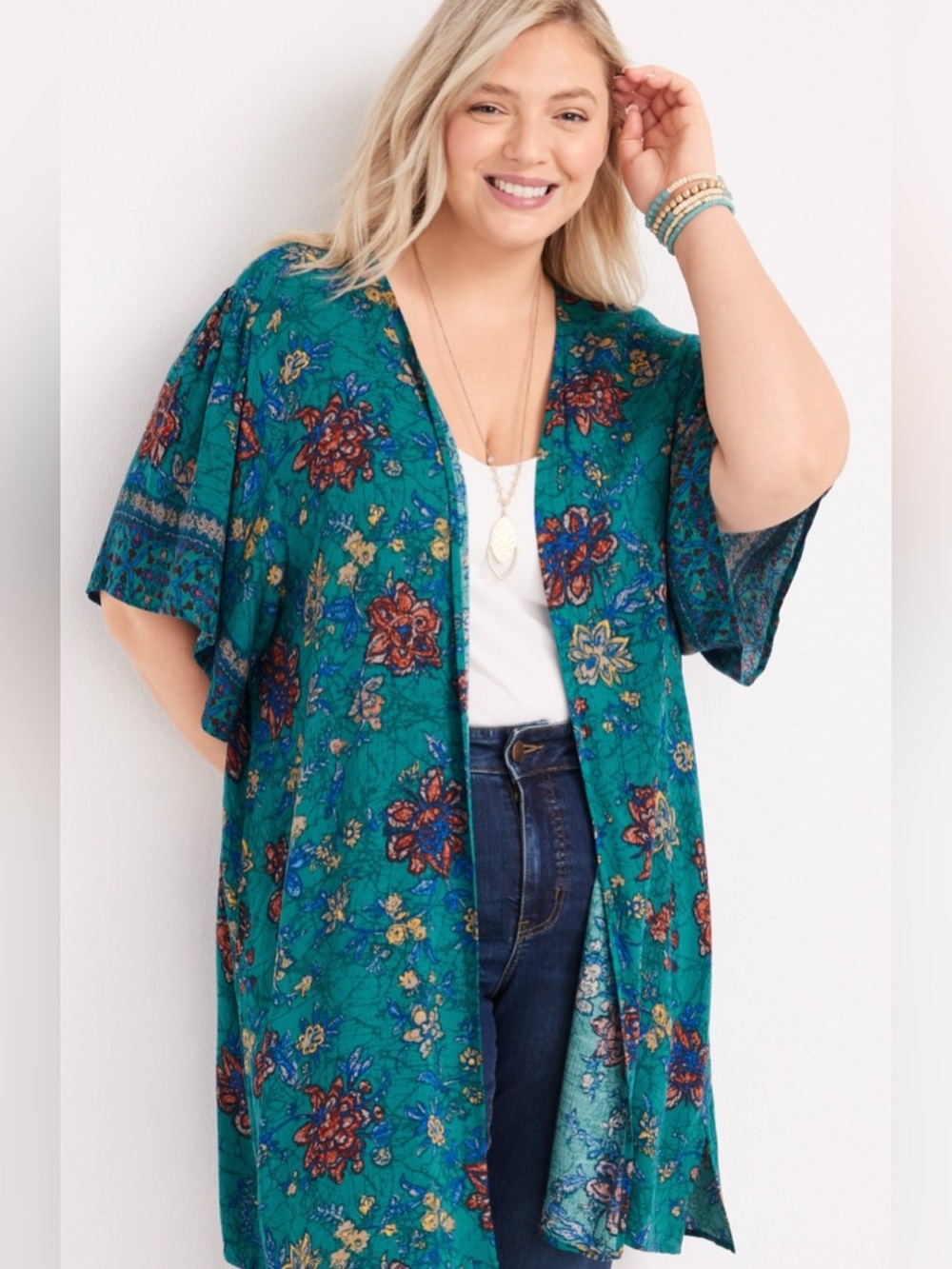 Maurice's boho summer floral kimono size small